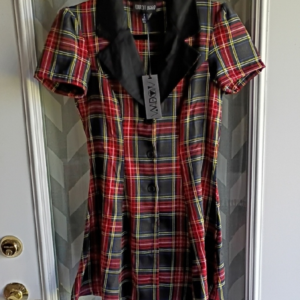 Current Mood Red Plaid Mini Dress